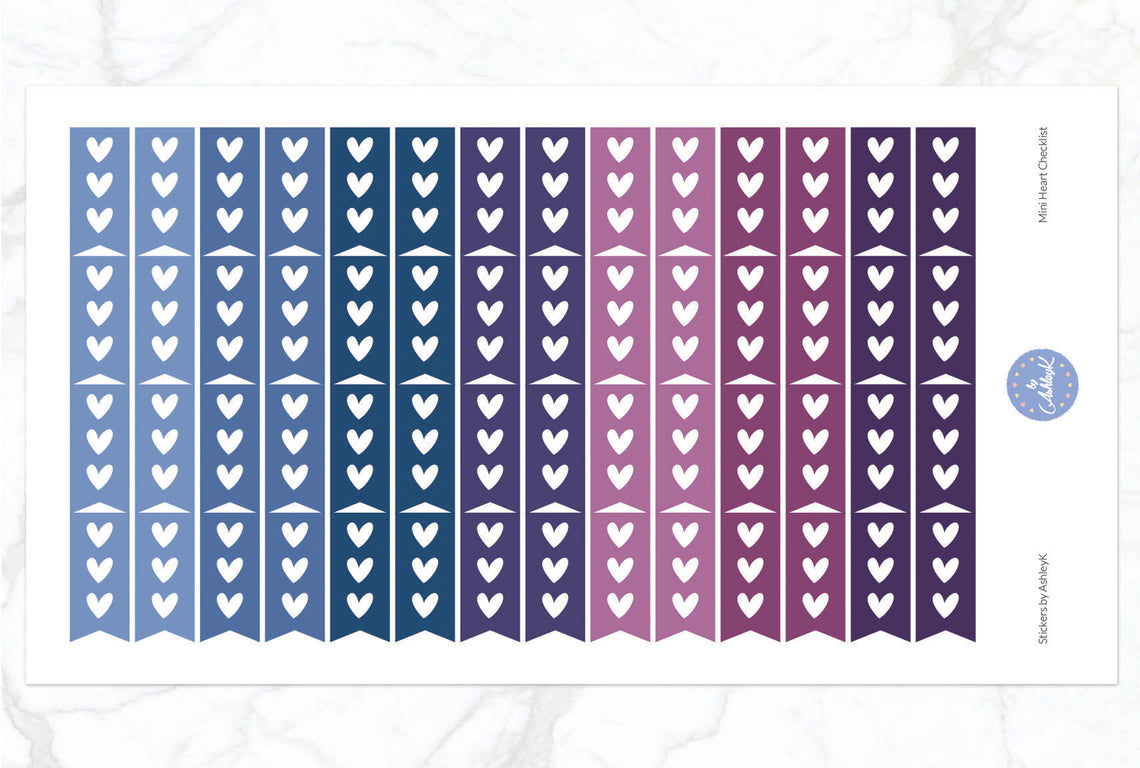 Heart Mini Checklist Stickers - Blueberry