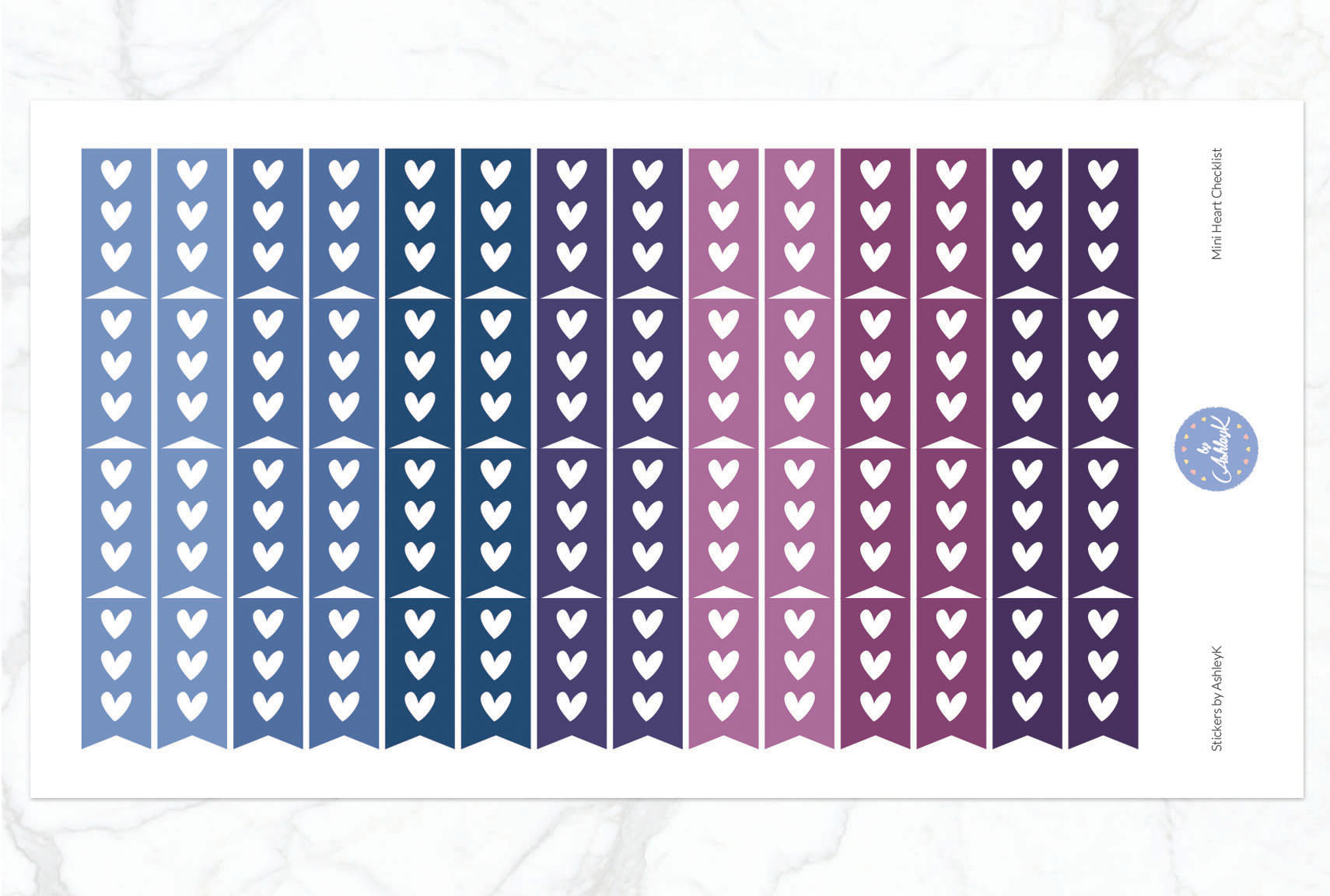 Heart Mini Checklist Stickers - Blueberry