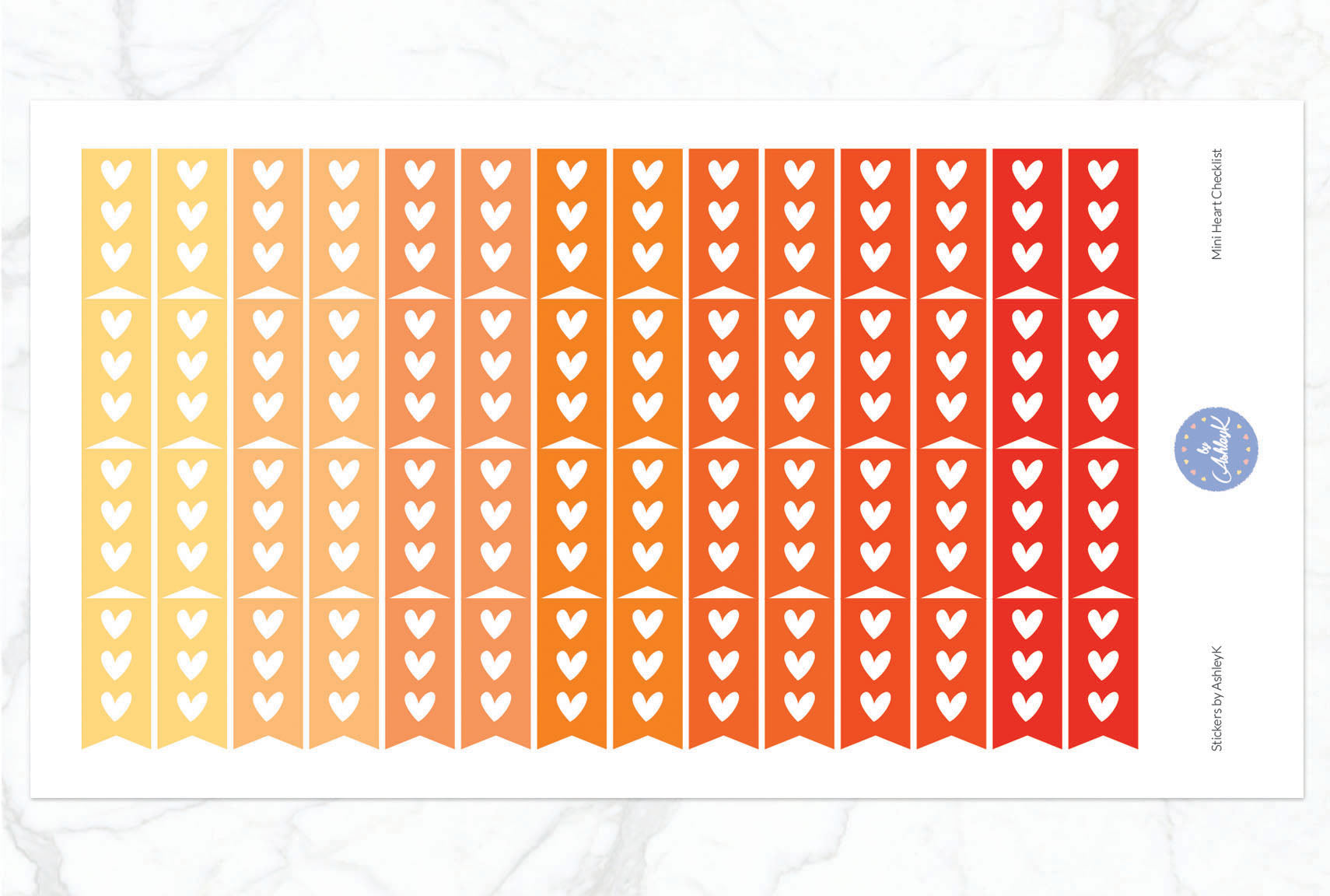 Heart Mini Checklist Stickers - Orange