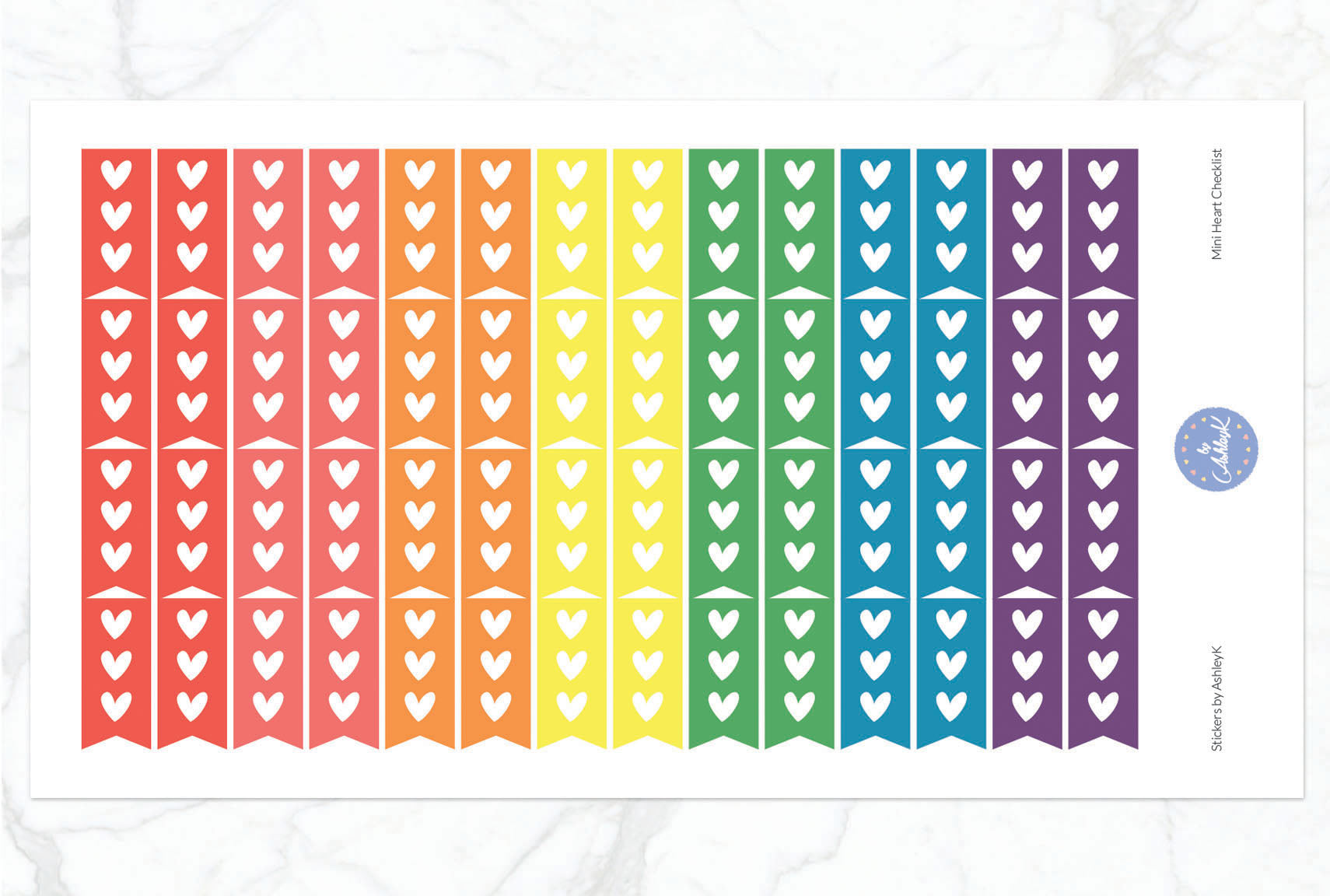 Heart Mini Checklist Stickers - Pastel Rainbow