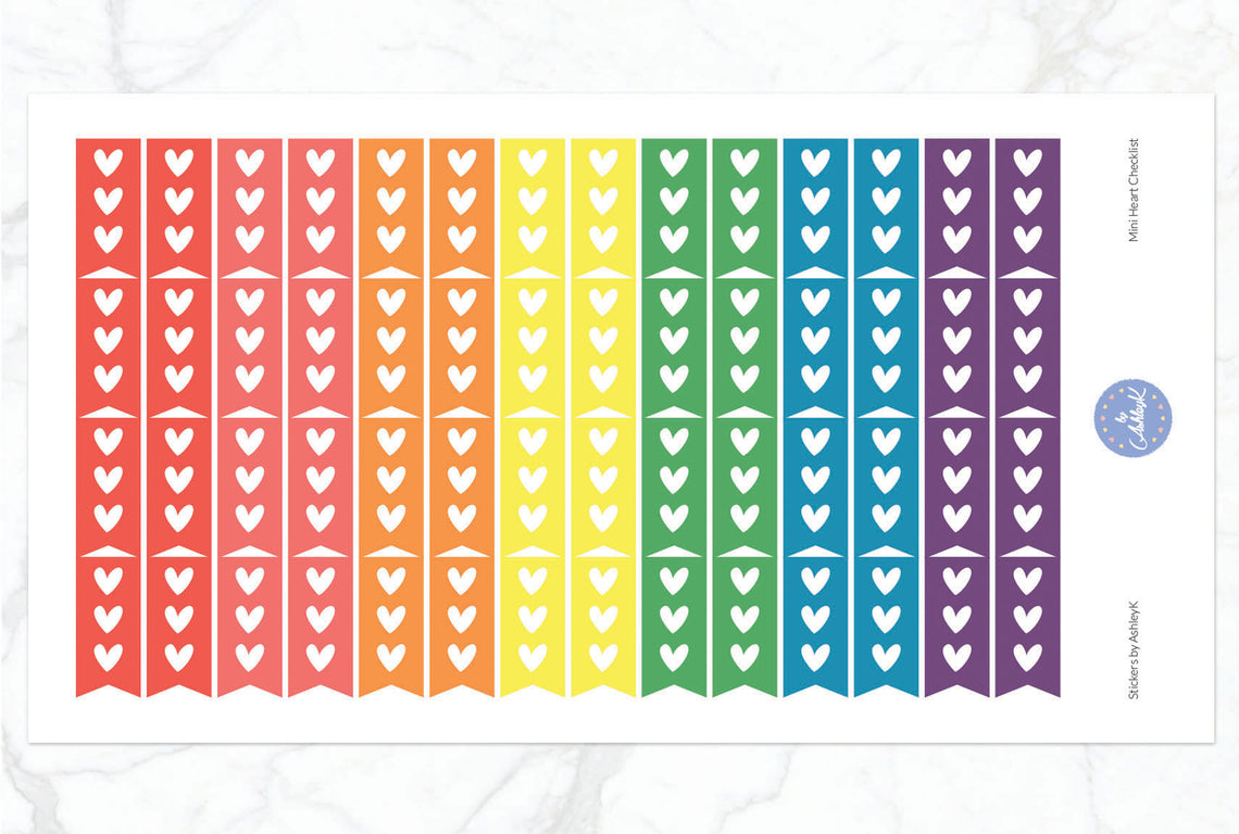 Heart Mini Checklist Stickers - Pastel Rainbow