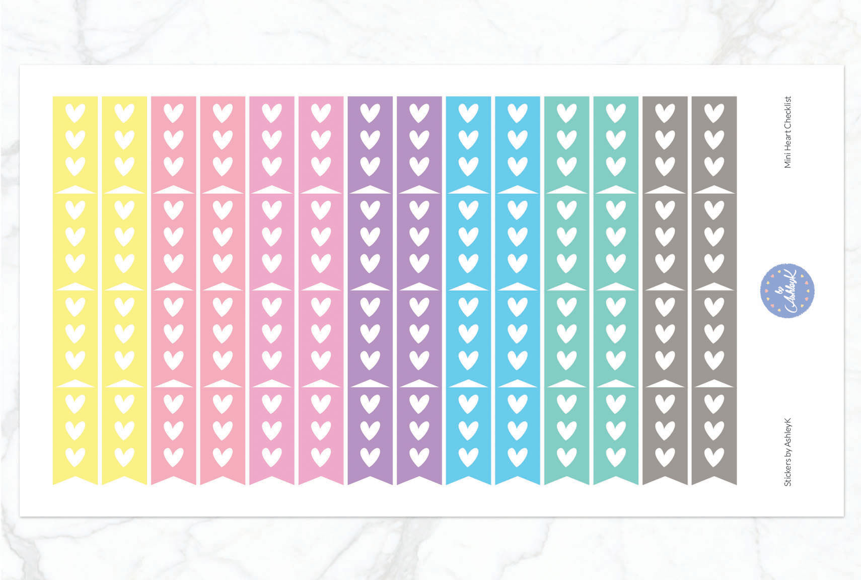 Heart Mini Checklist Stickers - Pastel