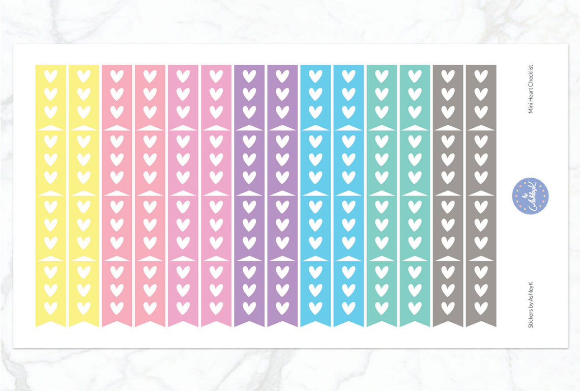 Heart Mini Checklist Stickers - Pastel