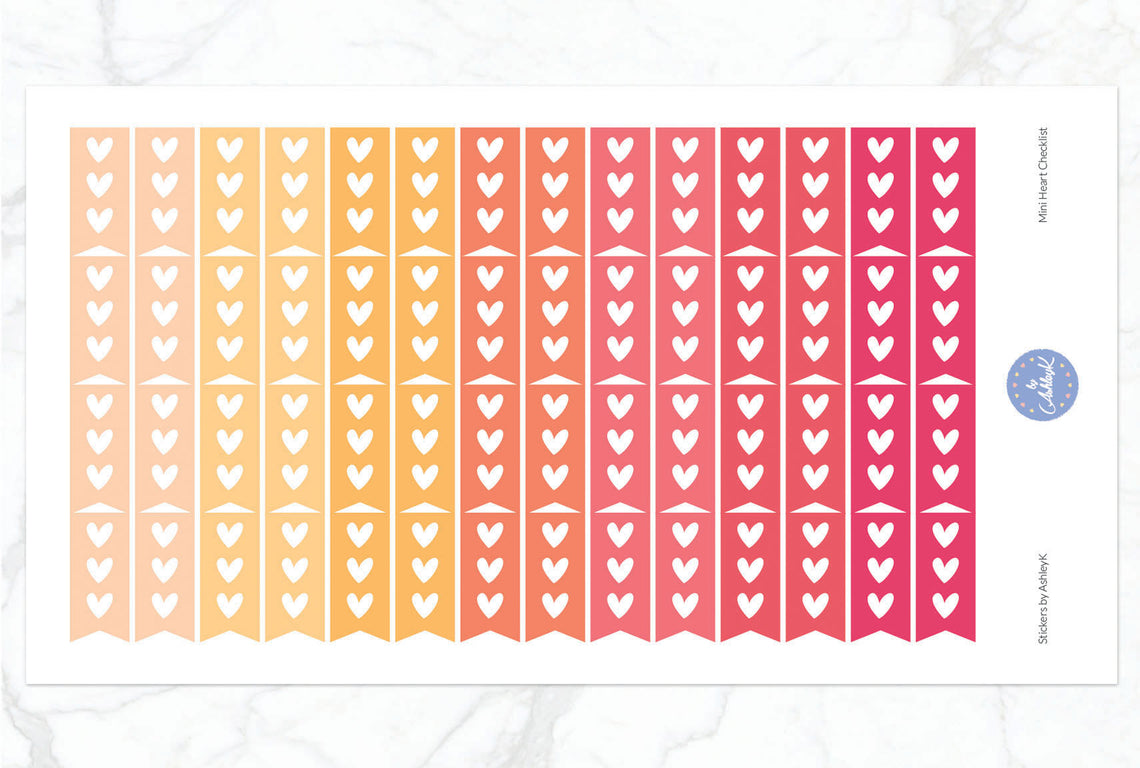 Heart Mini Checklist Stickers - Peach