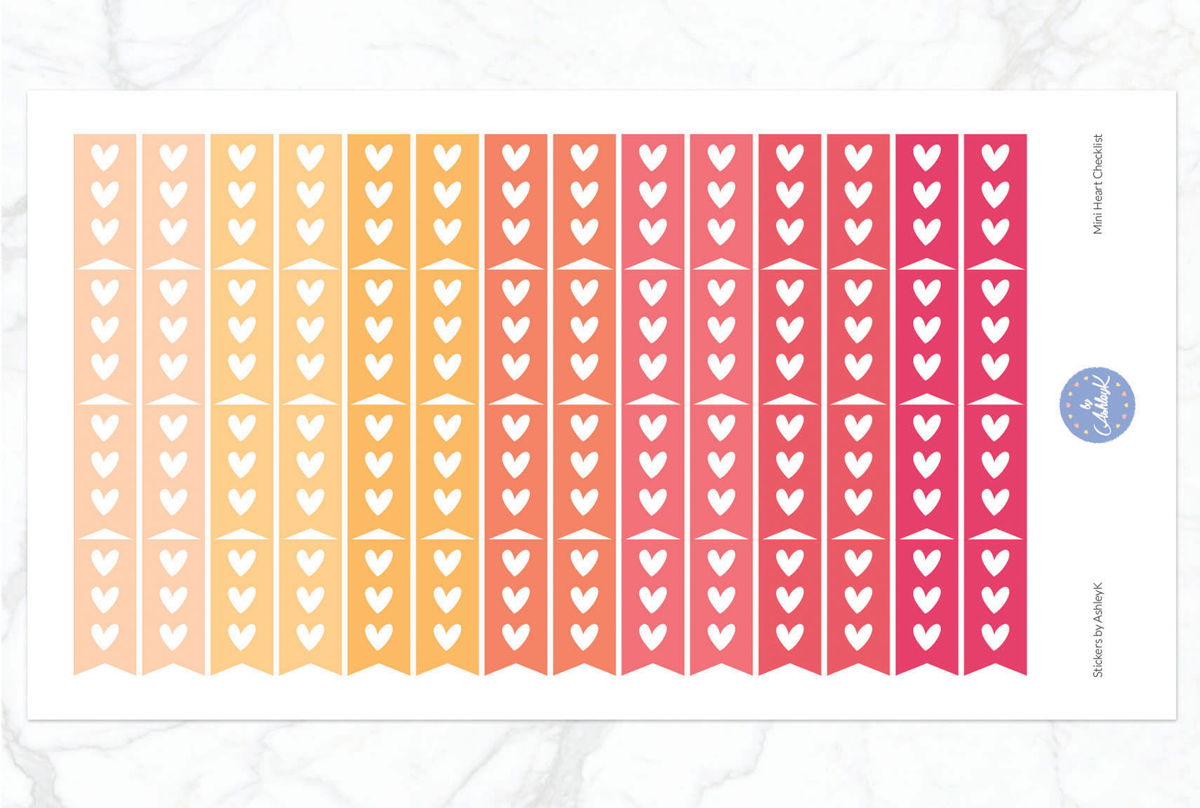 Heart Mini Checklist Stickers - Peach