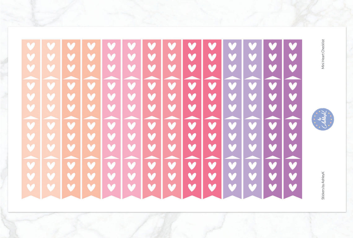 Heart Mini Checklist Stickers - Raspberry