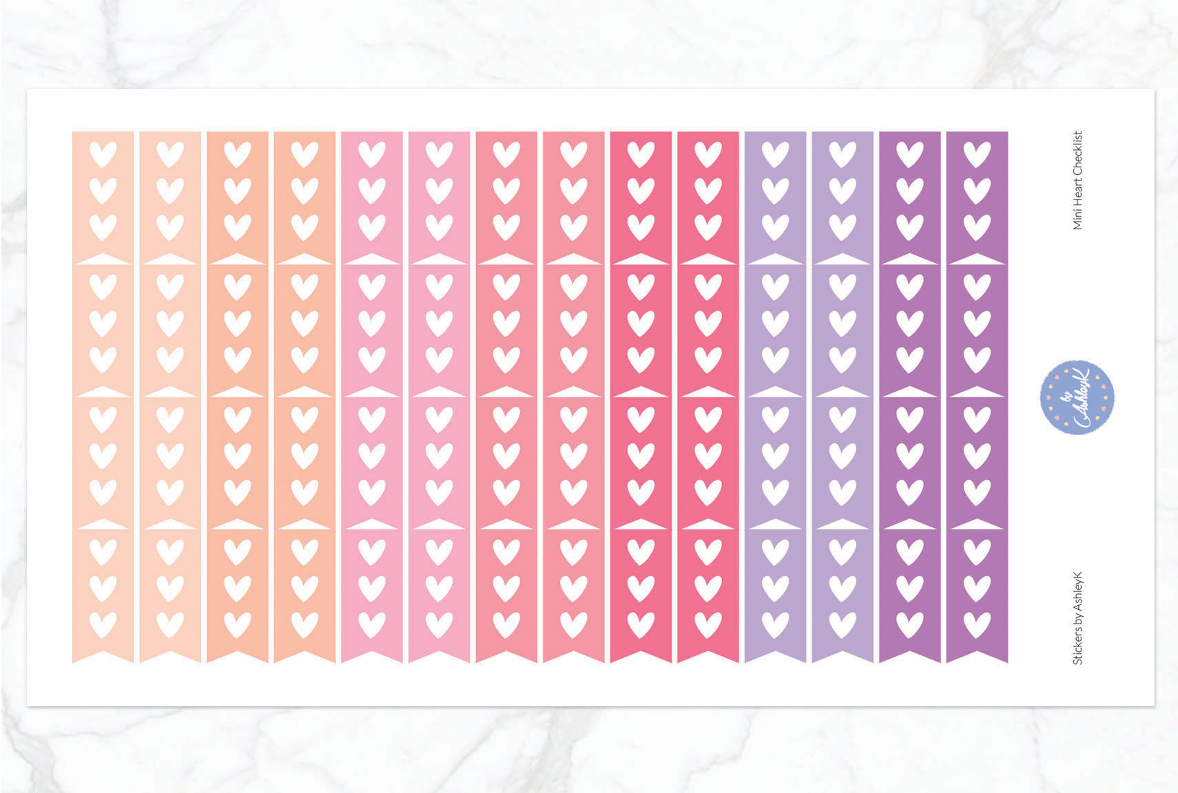 Heart Mini Checklist Stickers - Raspberry