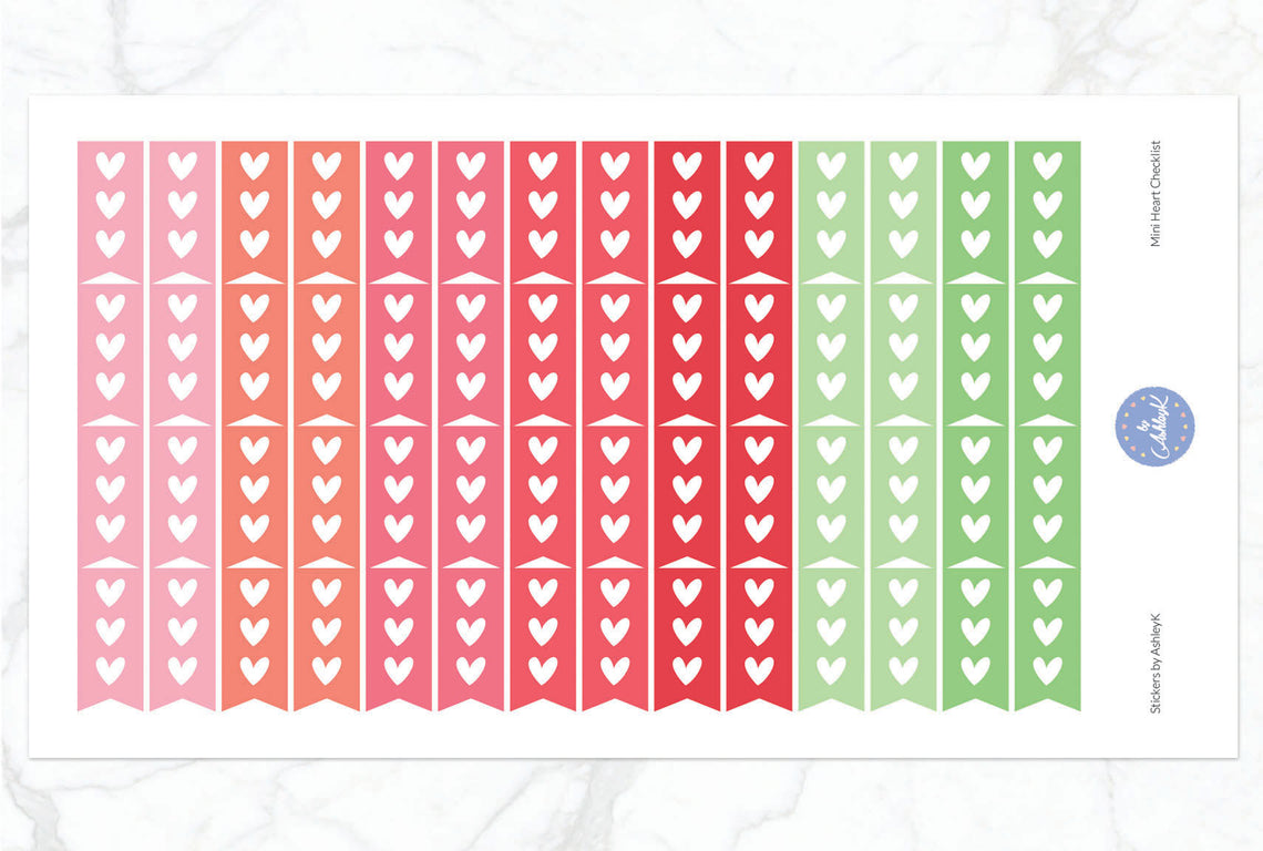 Heart Mini Checklist Stickers - Strawberry