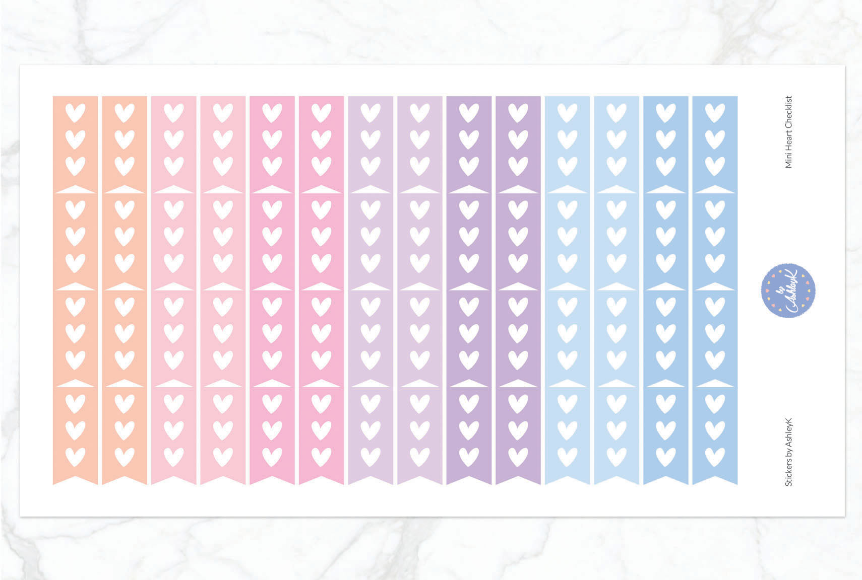 Heart Mini Checklist Stickers - Pastel Sunset