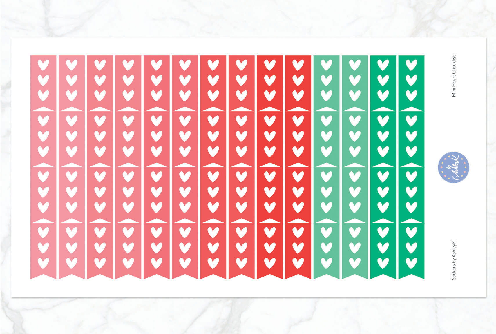 Heart Mini Checklist Stickers - Watermelon