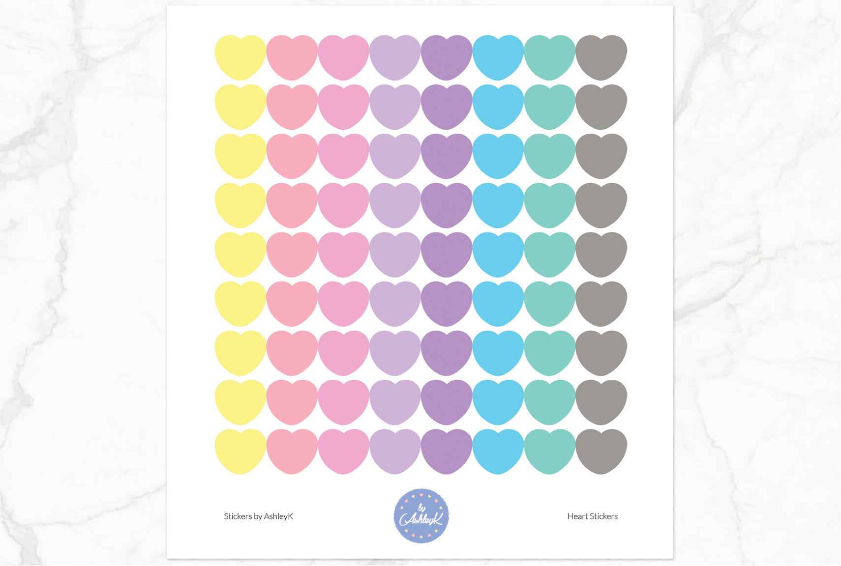 Heart Stickers - Pastel