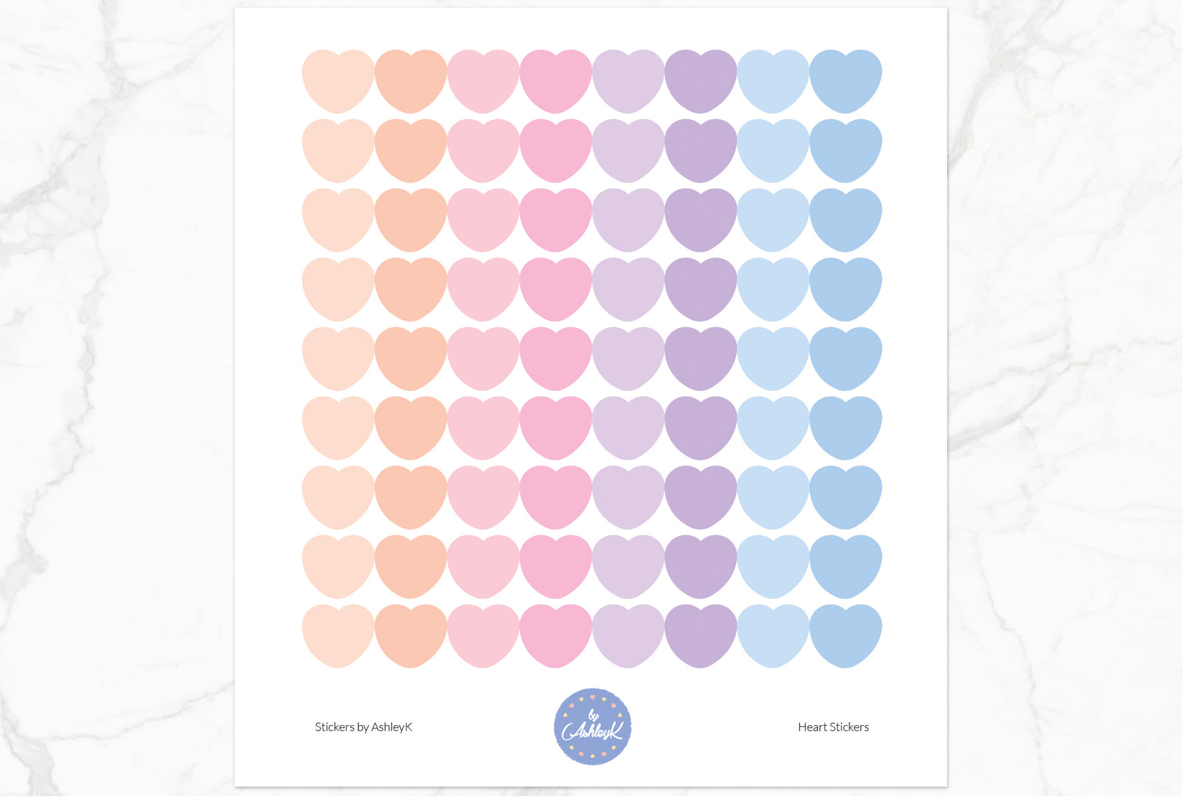 Heart Stickers - Pastel Sunset