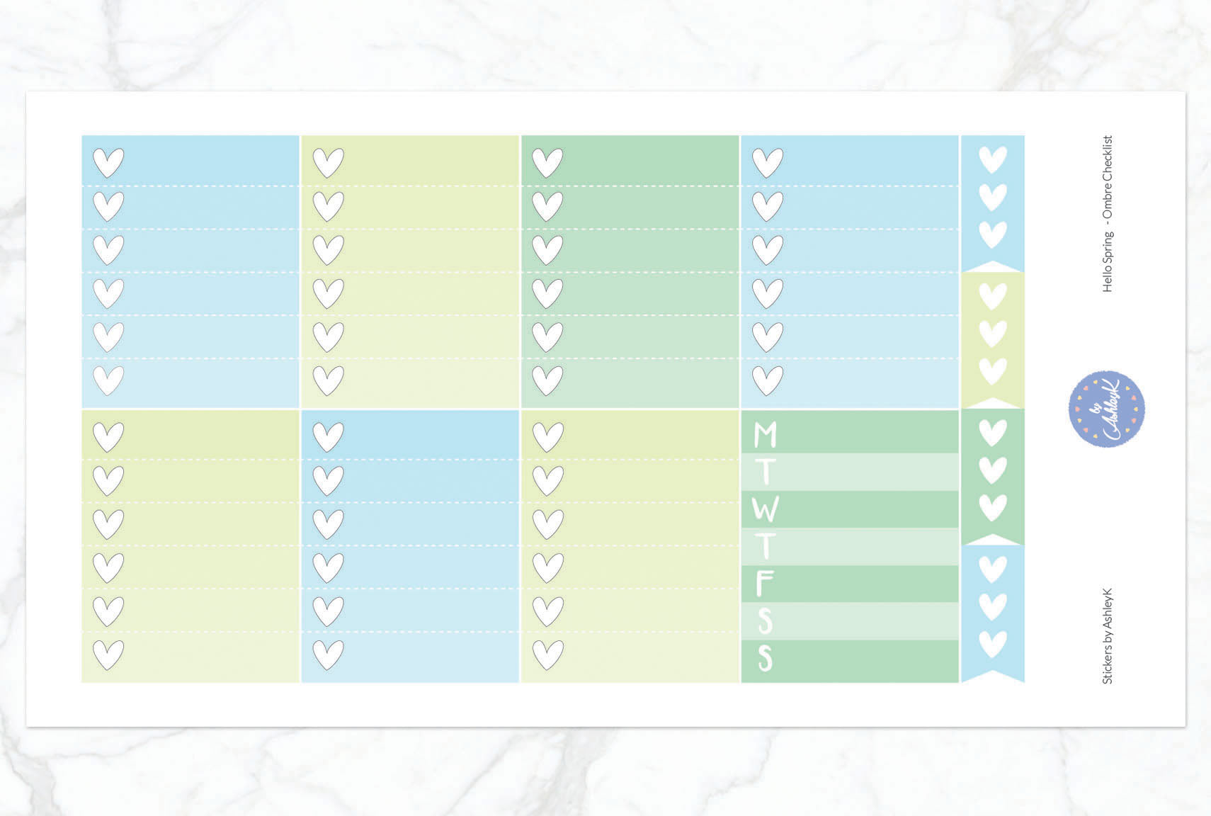 Hello Spring - Ombre Checklist Sheet