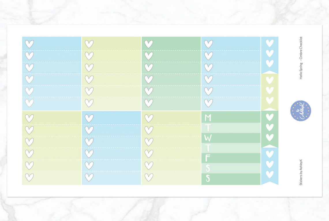 Hello Spring - Ombre Checklist Sheet