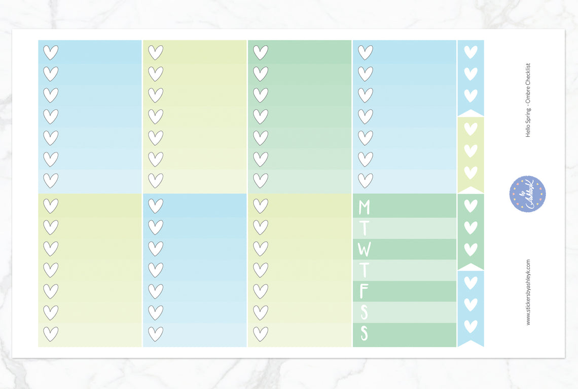 Hello Spring Weekly Kit  - Ombre Checklist Sheet