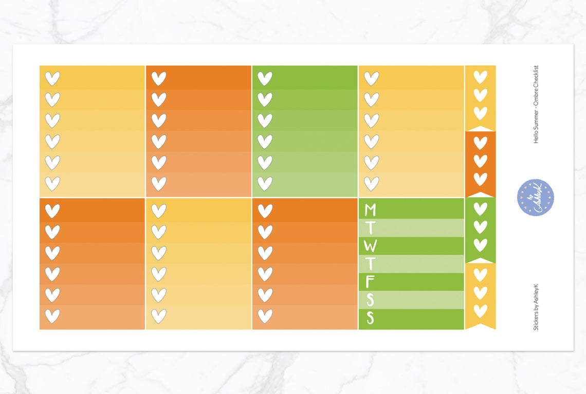 Hello Summer Weekly Kit  - Ombre Checklist Sheet
