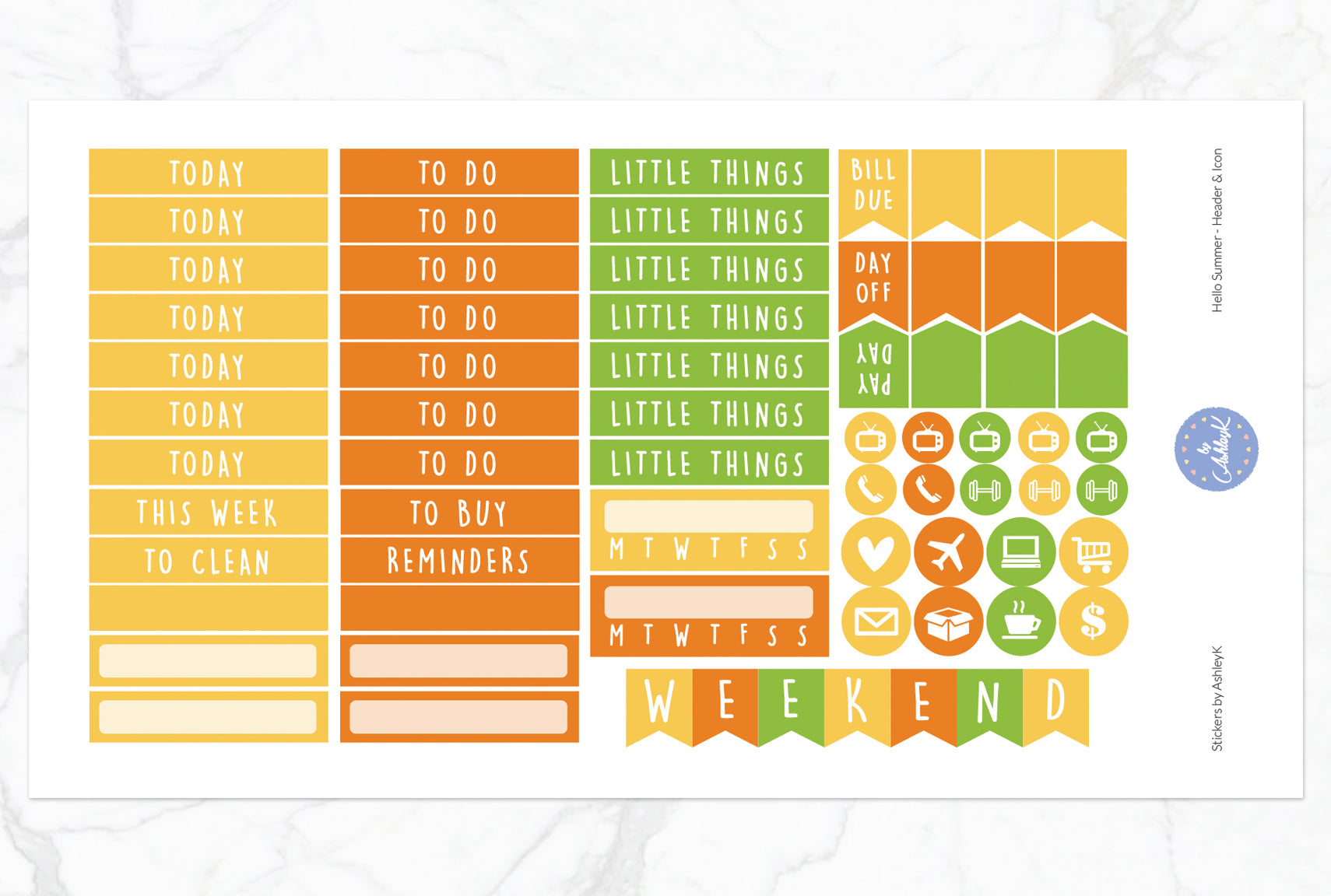Hello Summer Weekly Kit  - Functional Sheet