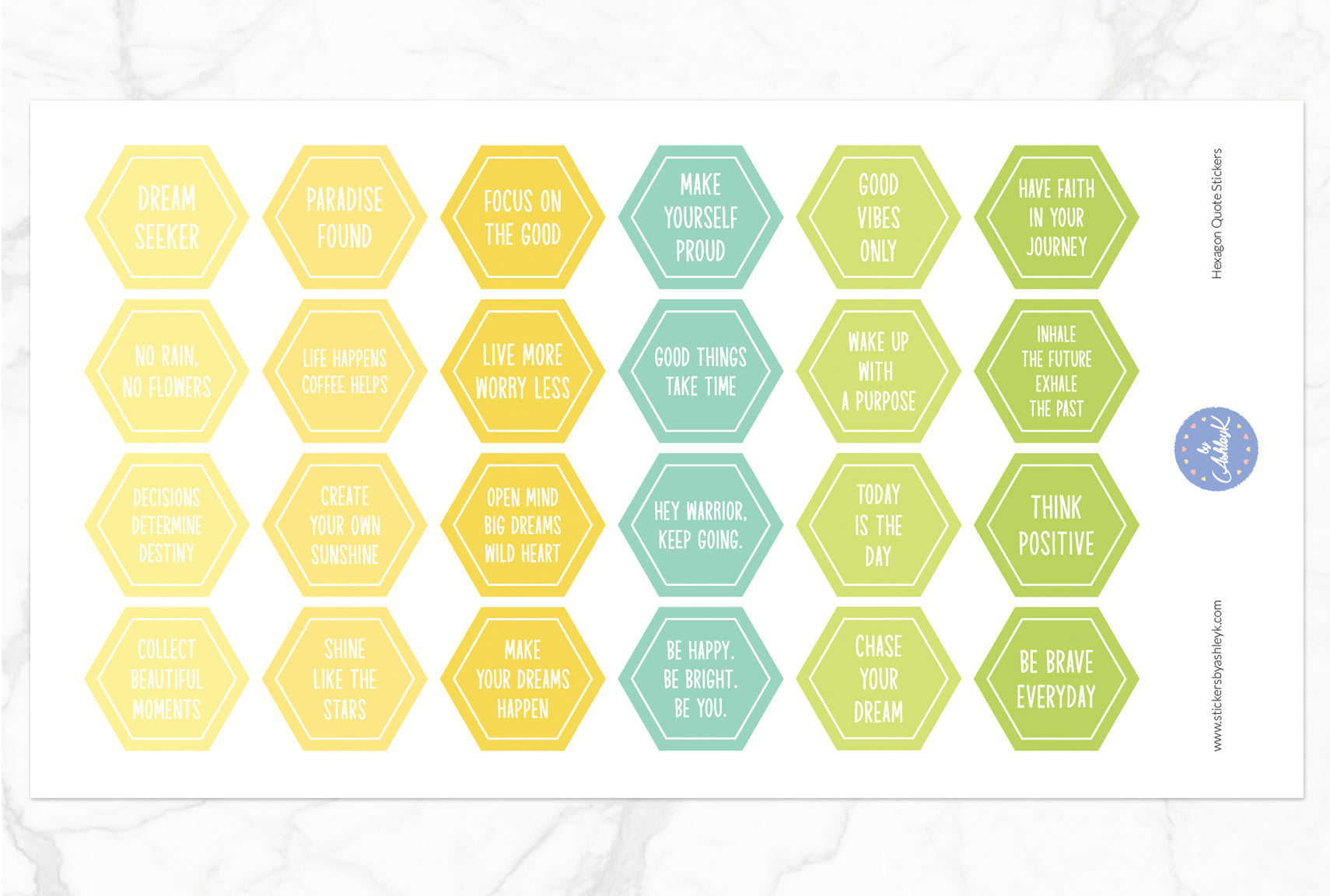 Hexagon Quote Stickers - Lemon&Lime