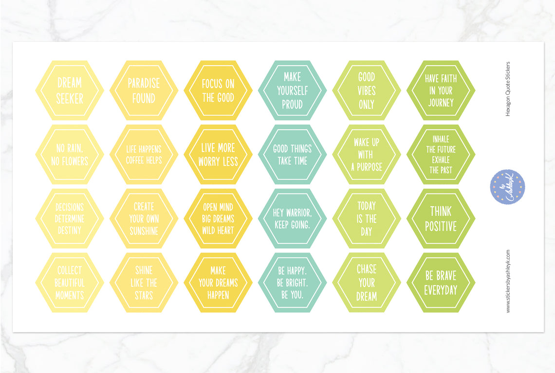 Hexagon Quote Stickers - Lemon&Lime
