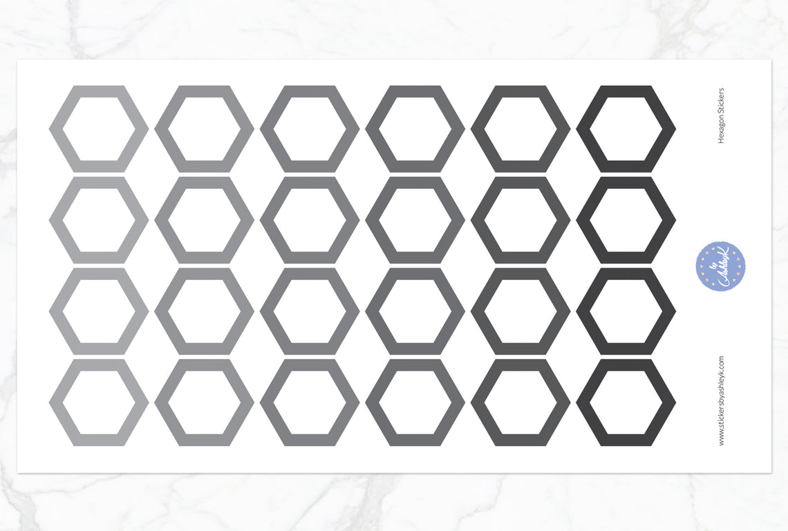 Hexagon Stickers - Monochrome