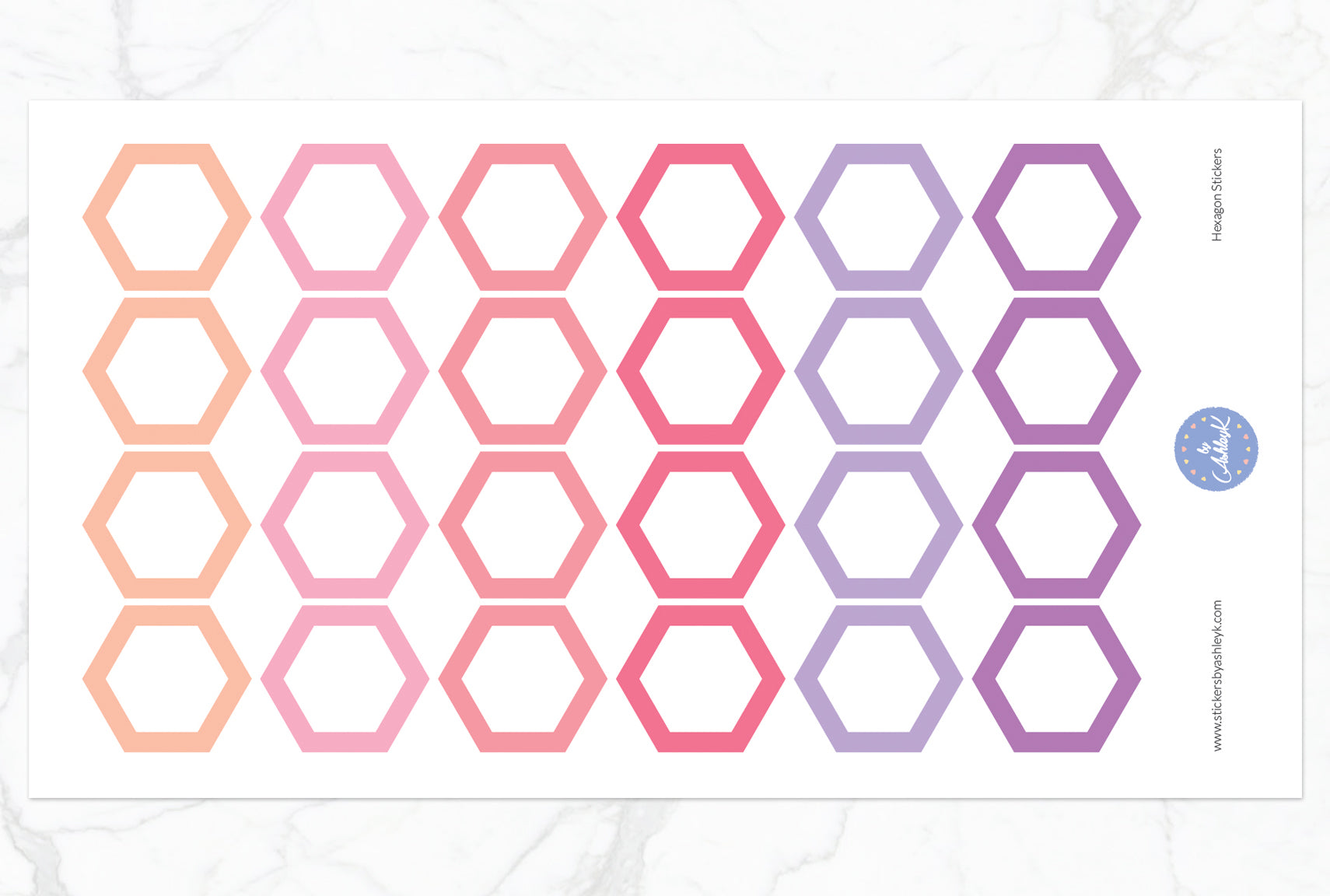 Hexagon Stickers - Raspberry