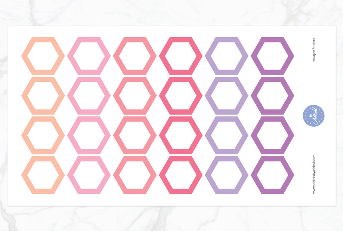 Hexagon Stickers - Raspberry