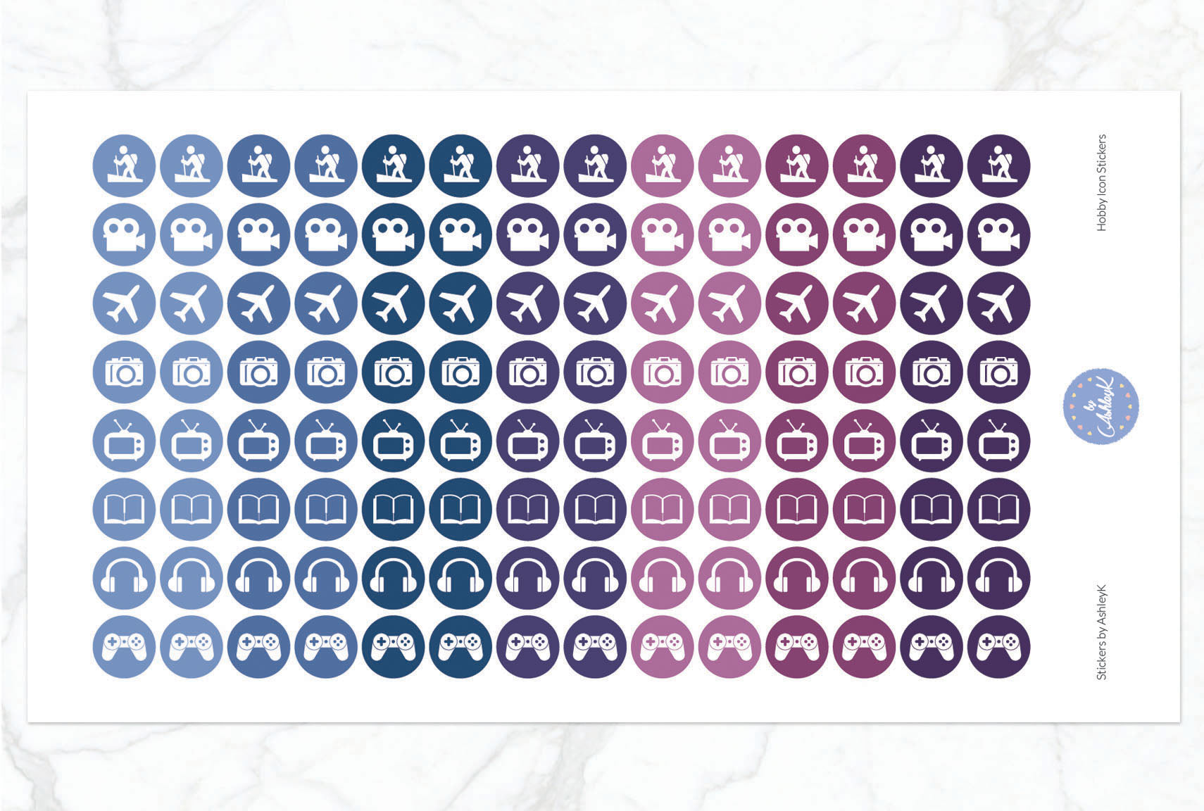Hobby Icon Stickers - Blueberry