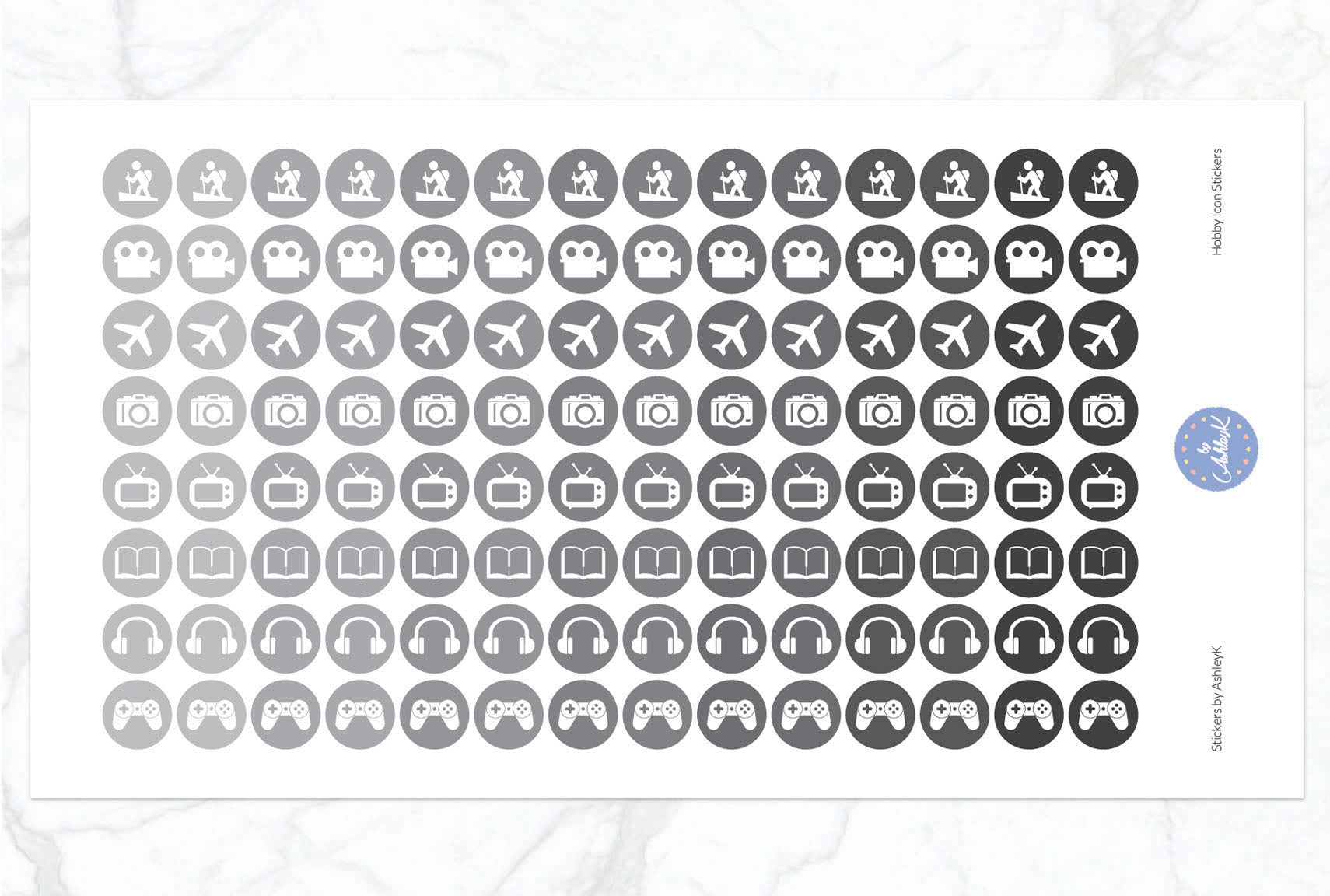 Hobby Icon Stickers - Monochrome