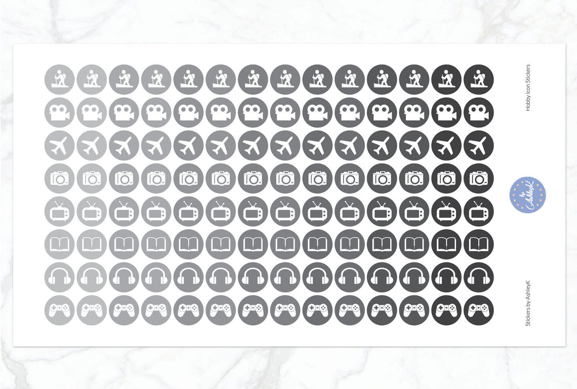 Hobby Icon Stickers - Monochrome
