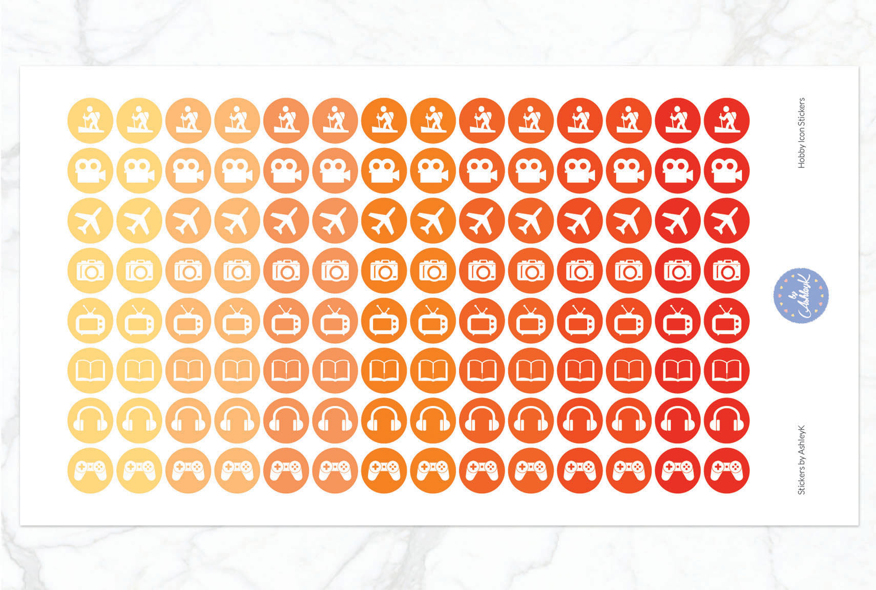 Hobby Icon Stickers - Orange