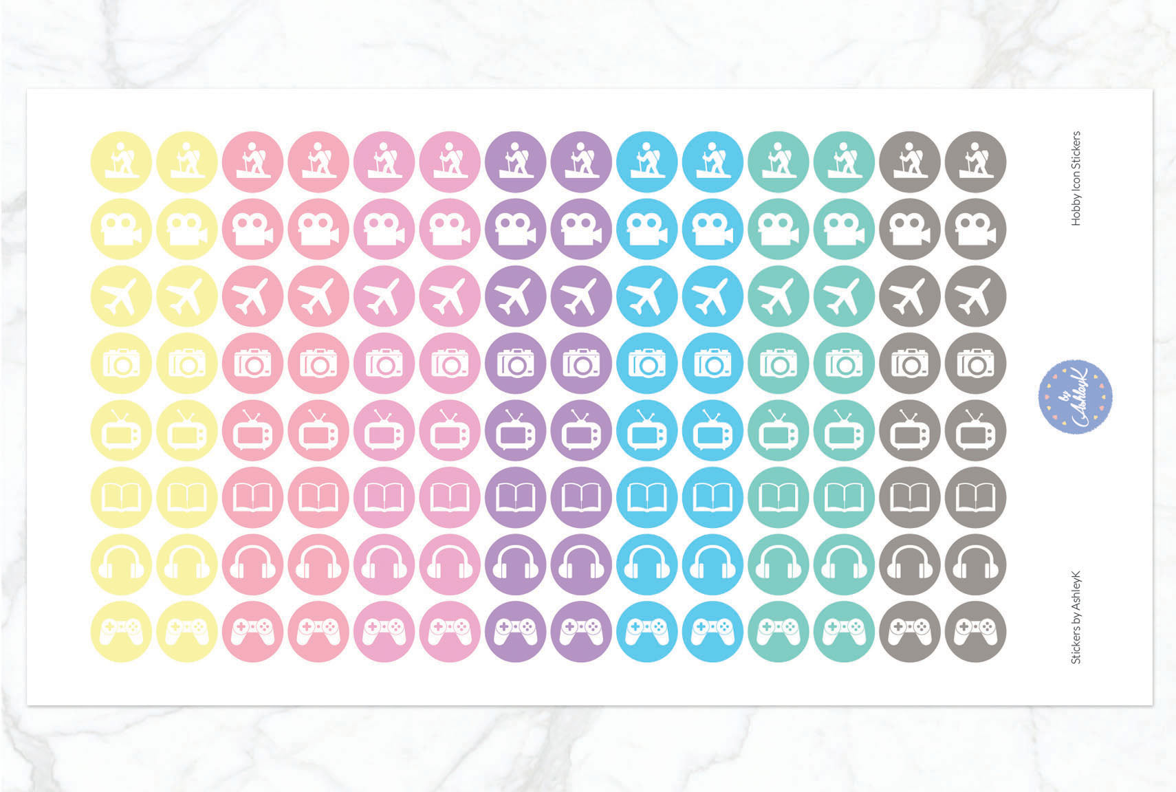 Hobby Icon Stickers - Pastel