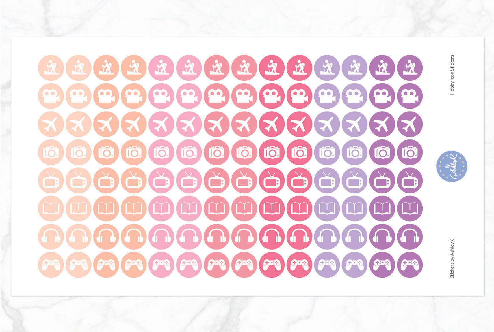 Hobby Icon Stickers - Raspberry