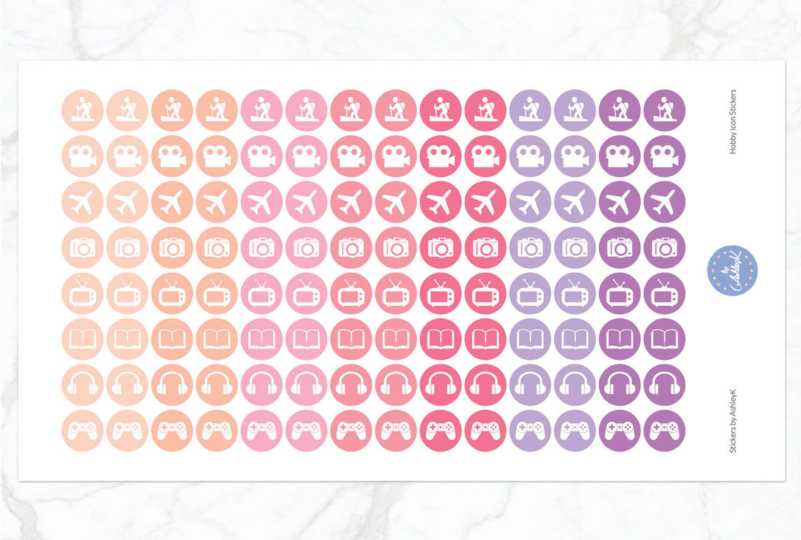 Hobby Icon Stickers - Raspberry