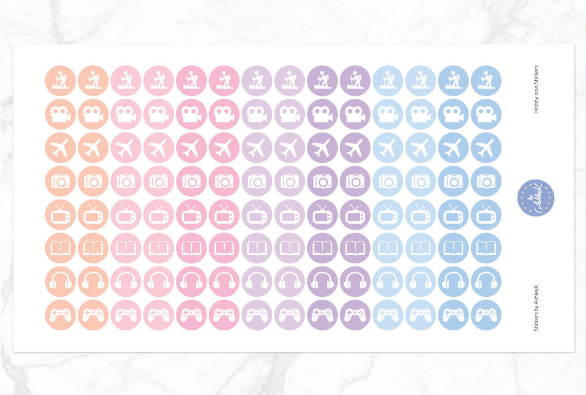 Hobby Icon Stickers - Pastel Sunset