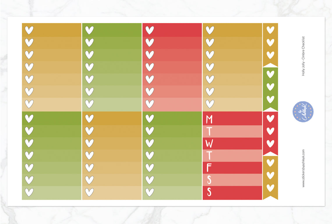 Holly Jolly Weekly Kit  - Ombre Checklist Sheet
