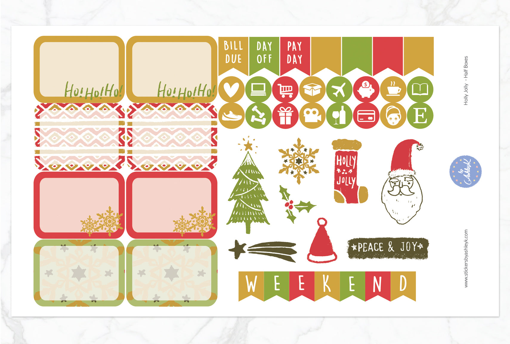 Holly Jolly Weekly Kit  - Half Box Sheet