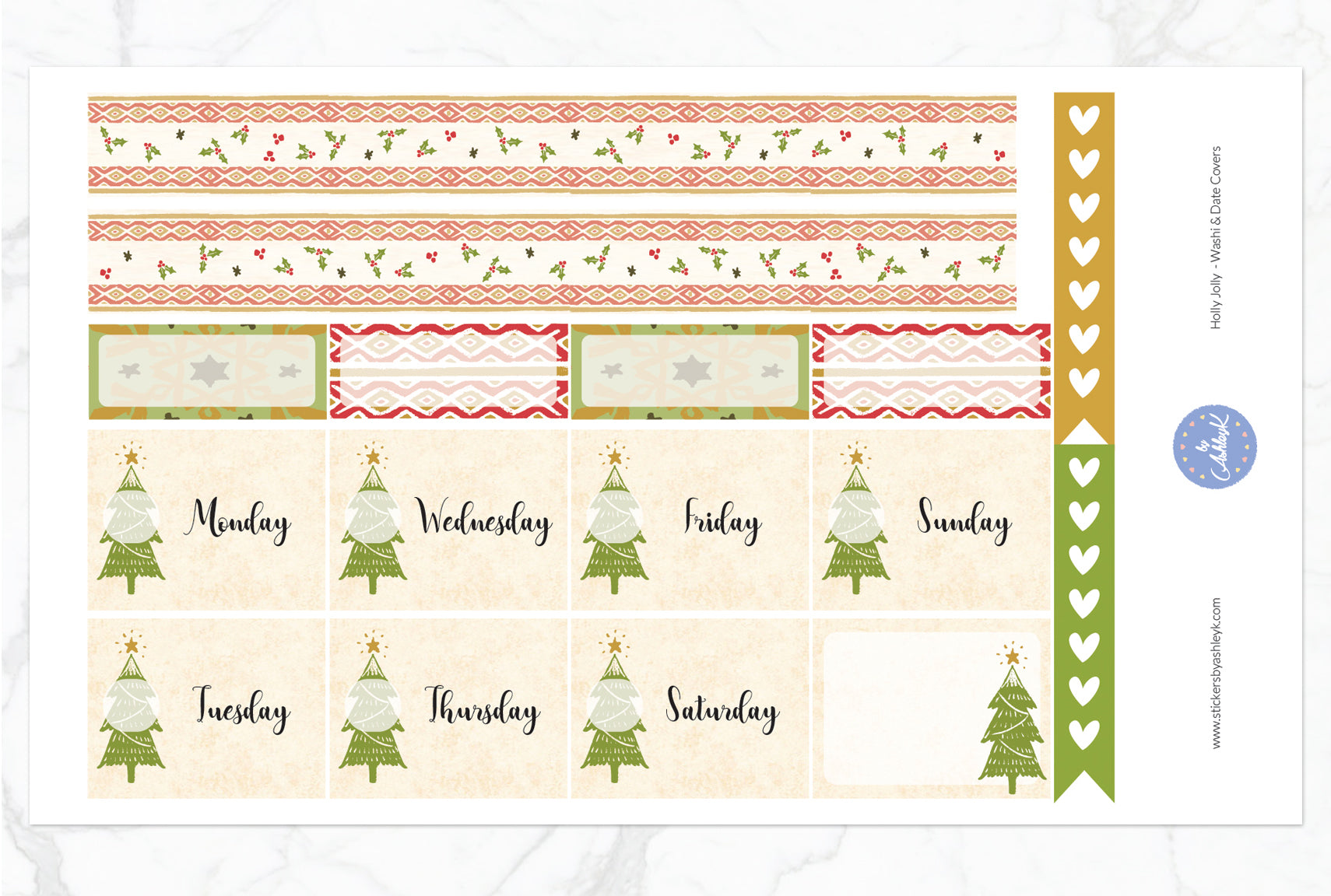 Holly Jolly Weekly Kit  - Washi Sheet