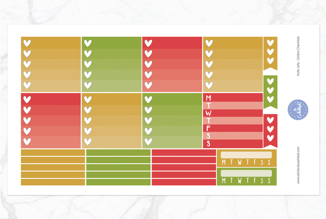 Holly Jolly Weekly Kit  - Ombre Checklist Sheet