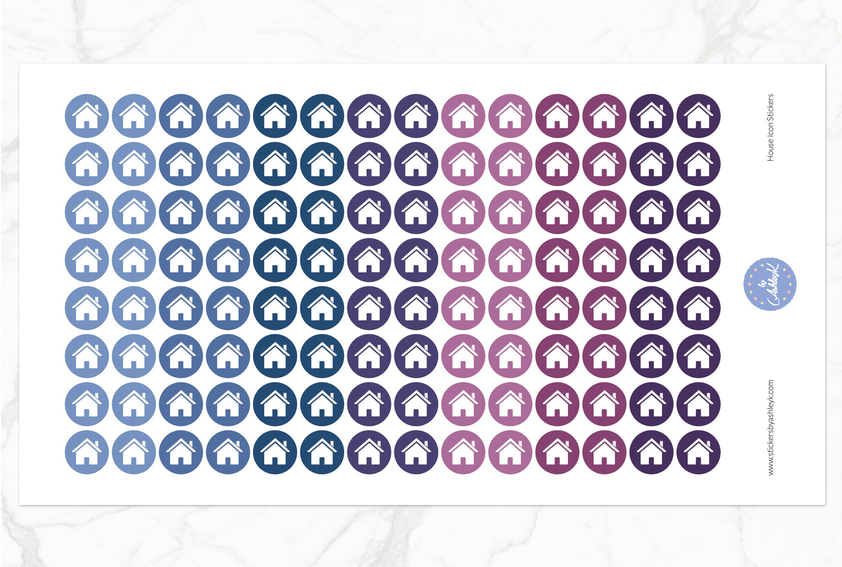 House Icon Round Stickers - Blueberry