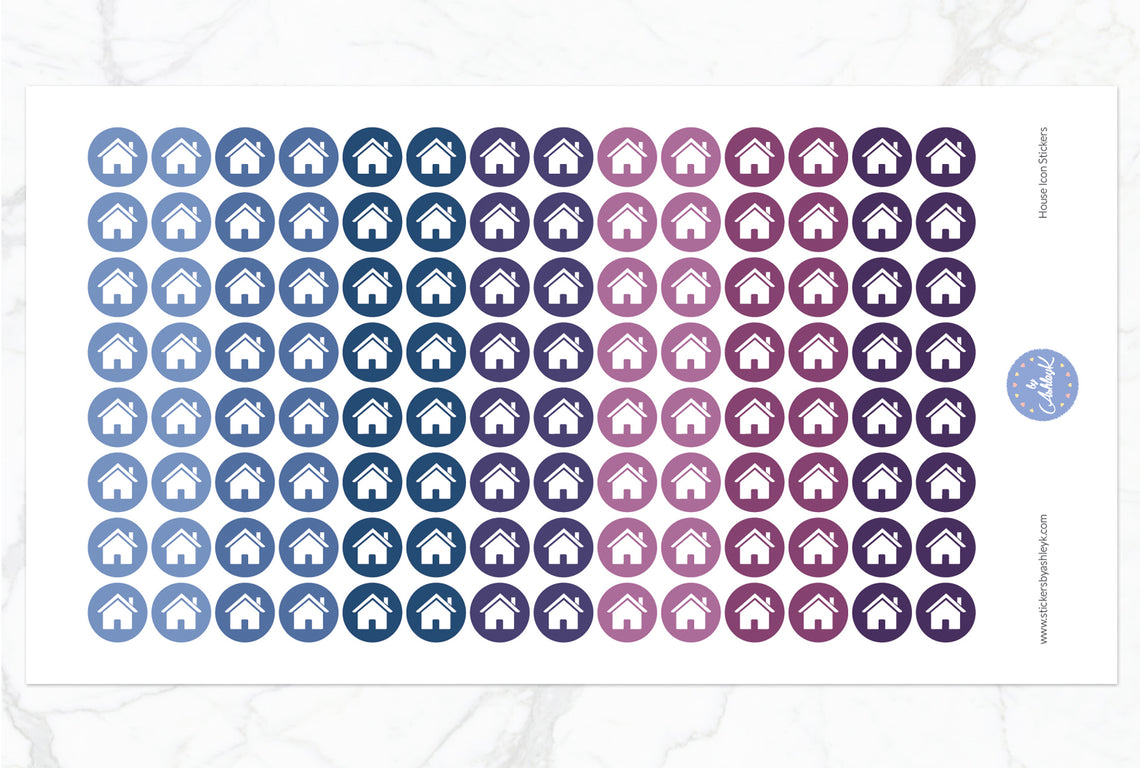 House Icon Round Stickers - Blueberry