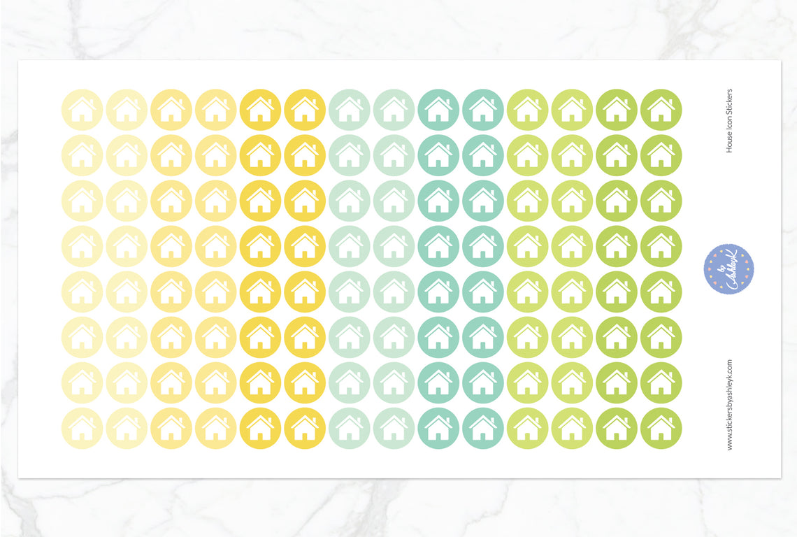House Icon Round Stickers - Lemon&Lime