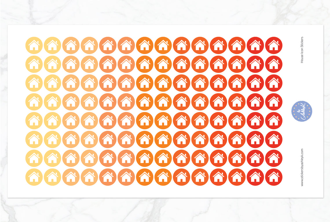 House Icon Round Stickers - Orange