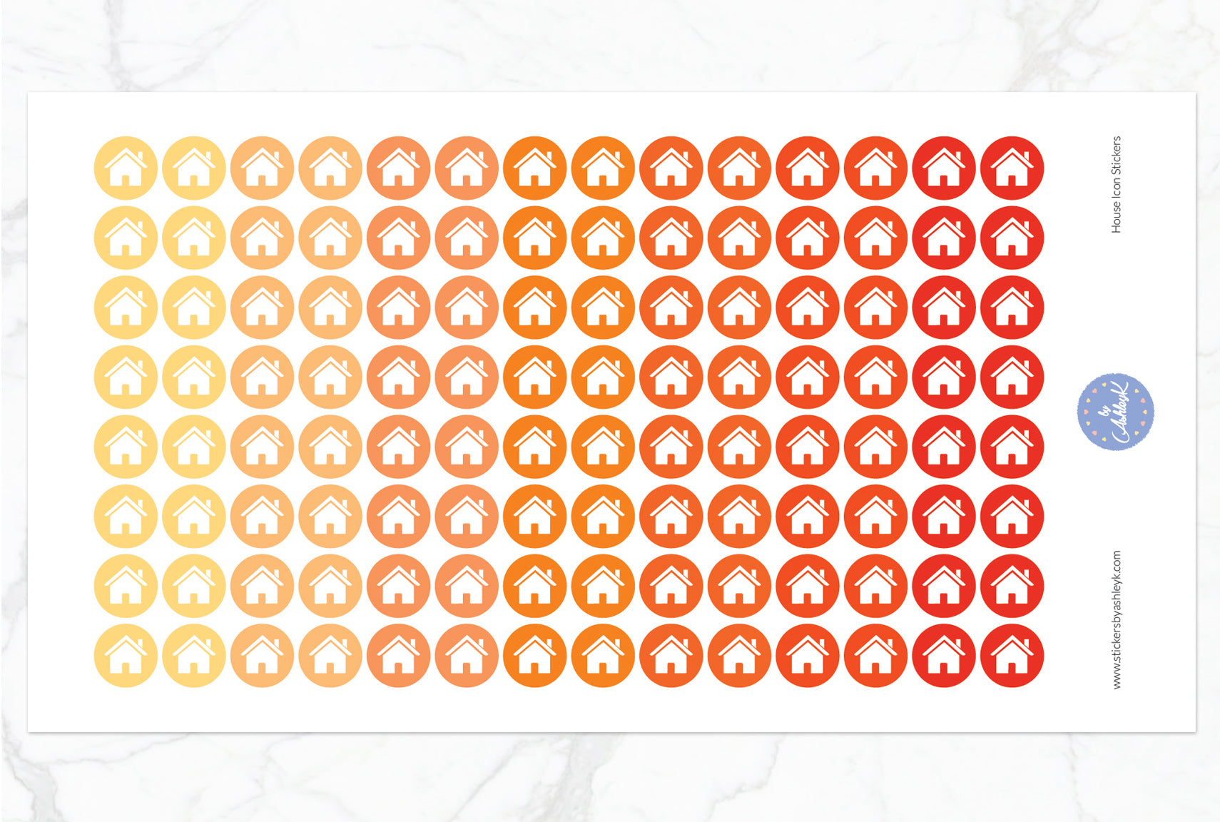 House Icon Round Stickers - Orange