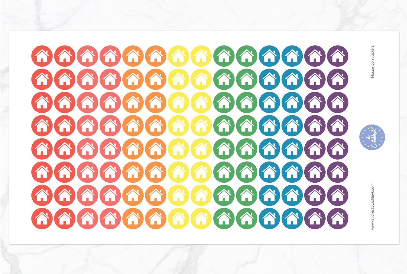 House Icon Round Stickers - Pastel Rainbow
