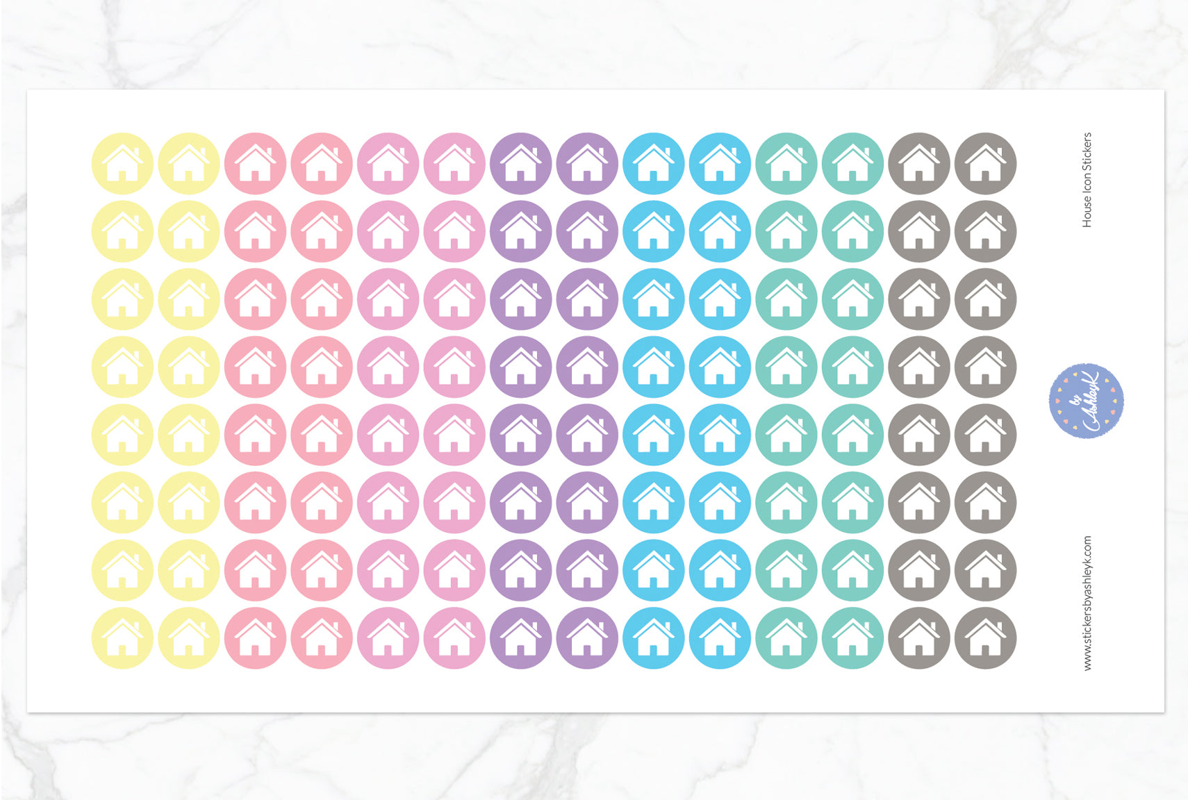 House Icon Round Stickers - Pastel