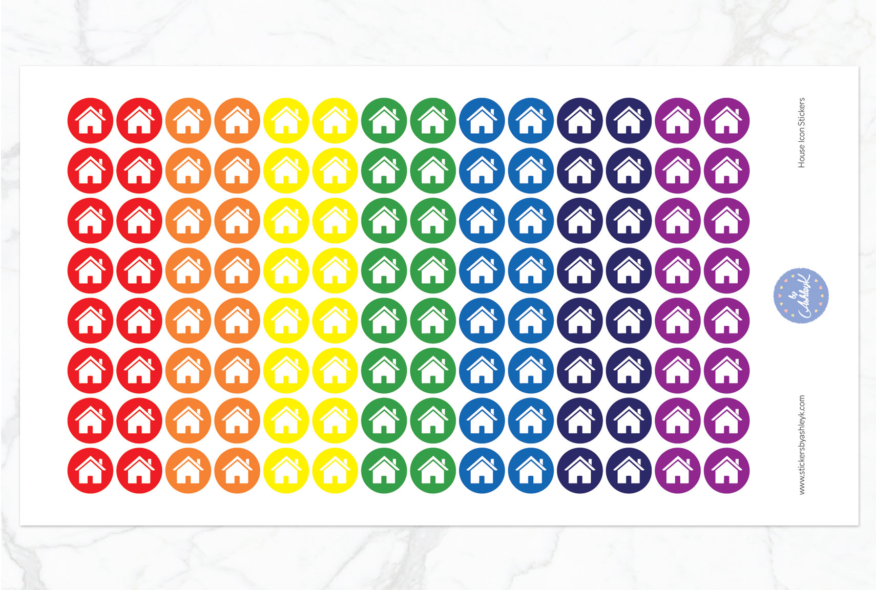 House Icon Round Stickers - Rainbow
