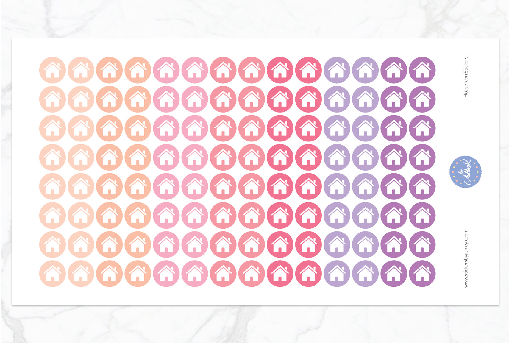 House Icon Round Stickers - Raspberry
