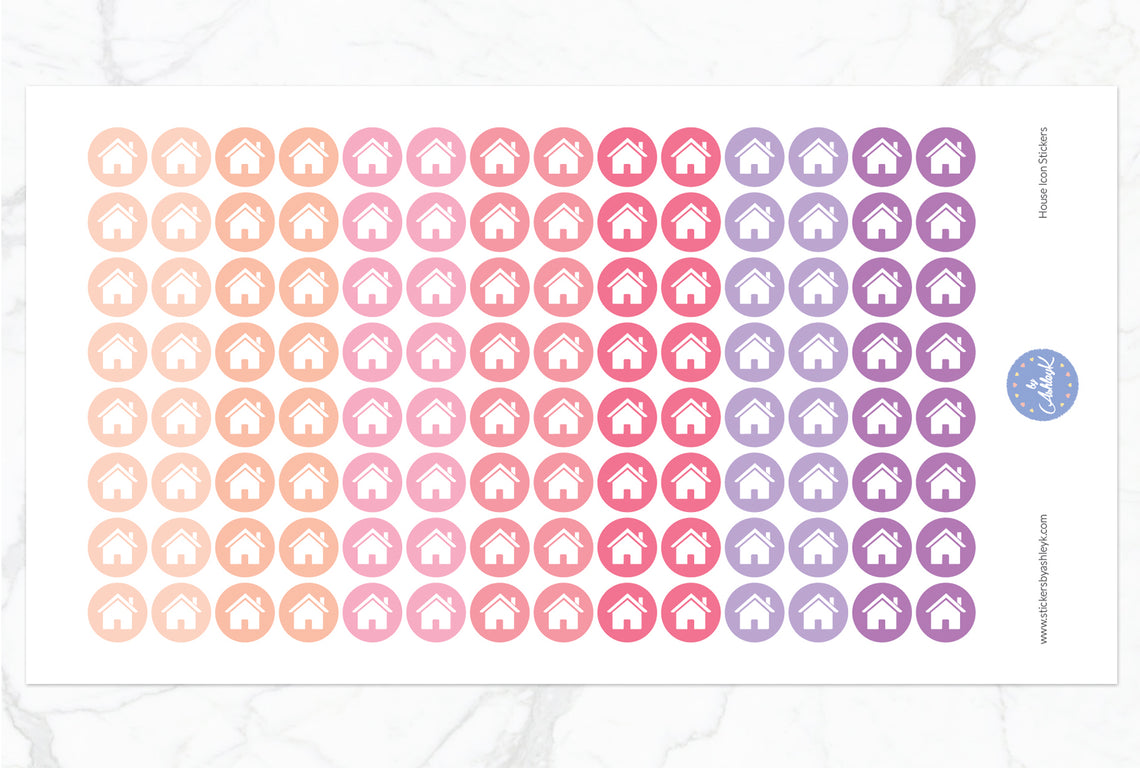 House Icon Round Stickers - Raspberry