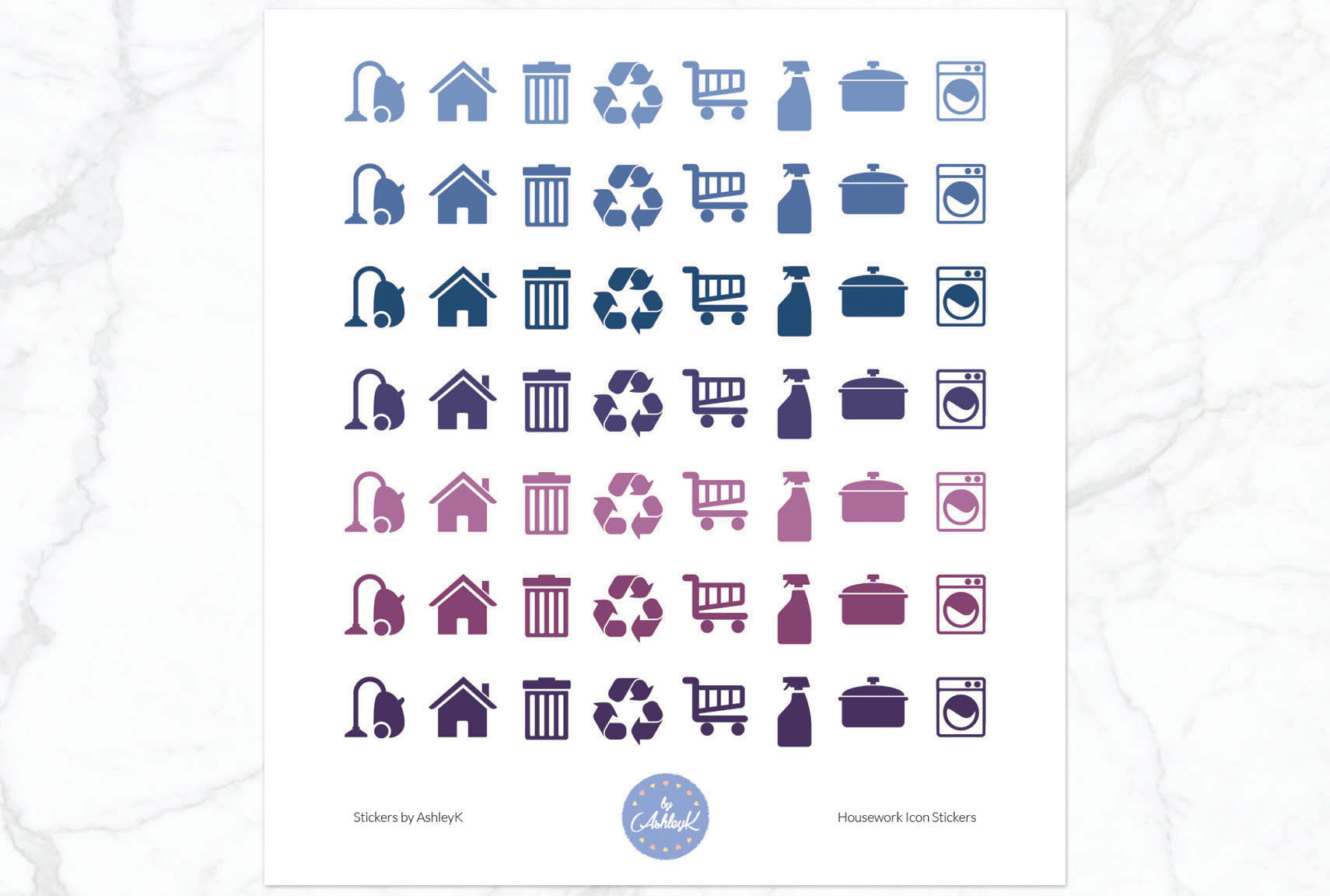 Housework Icon Stickers - Blueberry