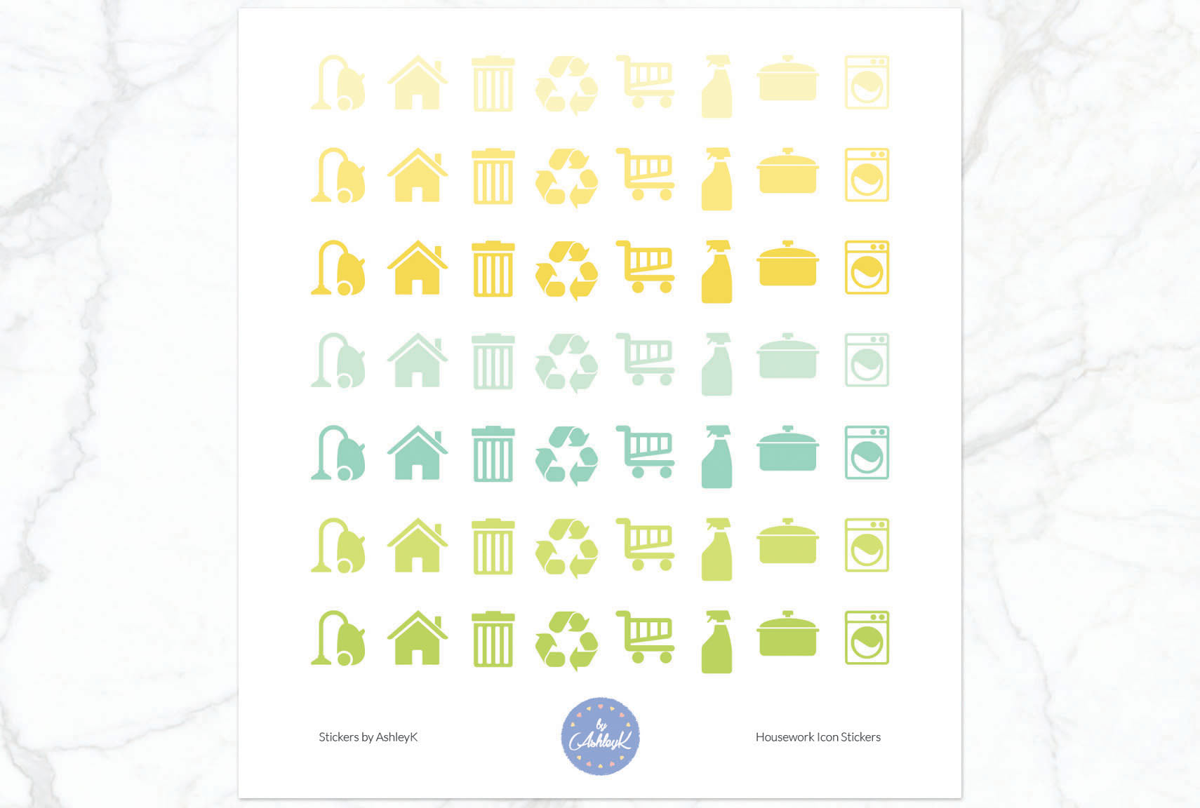 Housework Icon Stickers - Lemon&Lime